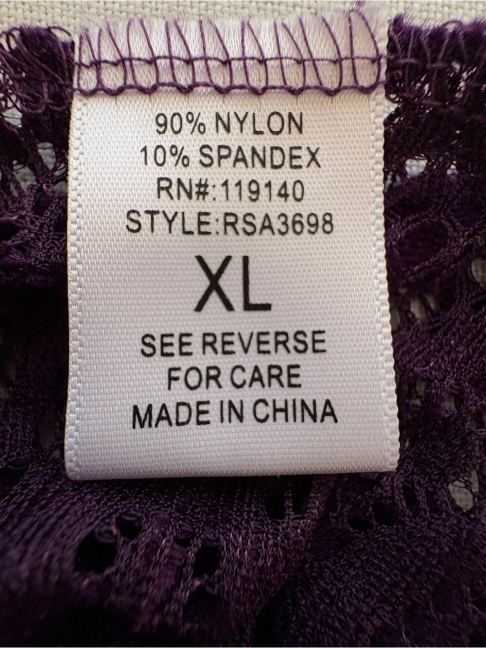Purple Snow Purple Sheer Lace Top XL Mock Neck Y2K Whimsigoth Dark Fairy Goth - Picture 11 of 12